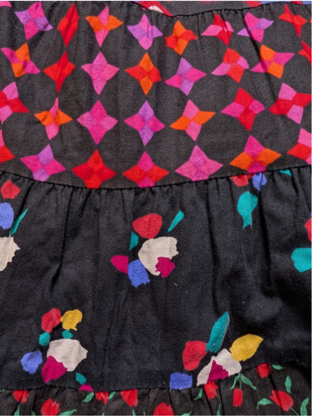 Vintage Anna Konya Patchwork Tiered Maxi Skirt One Size Dark Boho Festival 90s - Picture 7 of 14